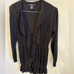 Style & Co Womens Sweater Long Sleeve Cardigan W/Ruffles